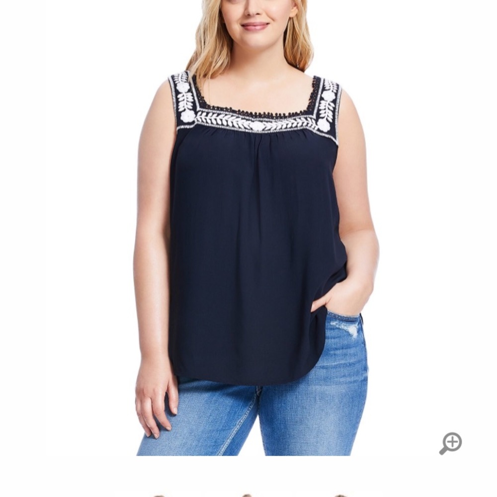 NWT LOFT square-neck top with floral embroidery❤️